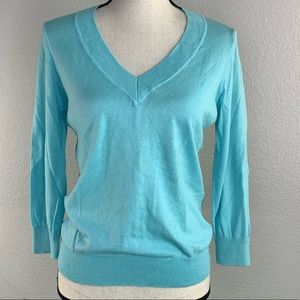 LOFT V-neck crew sweater lightweight 3/4 sleeve